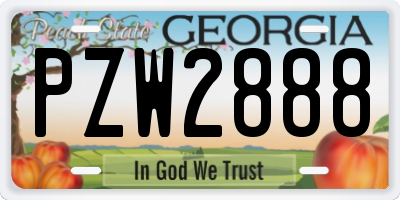 GA license plate PZW2888