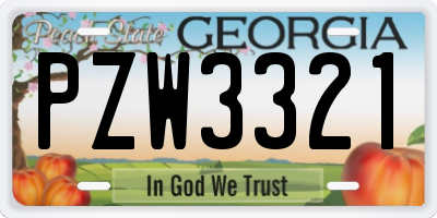 GA license plate PZW3321