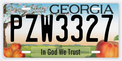GA license plate PZW3327