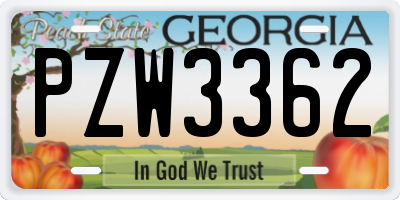 GA license plate PZW3362