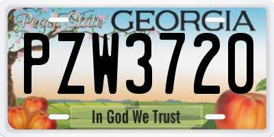 GA license plate PZW3720