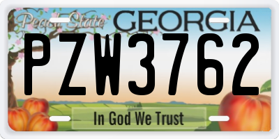 GA license plate PZW3762