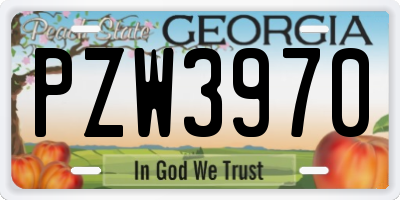 GA license plate PZW3970