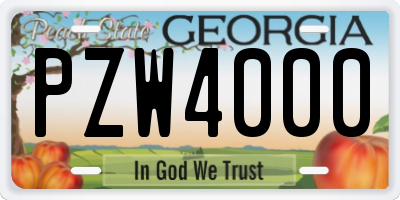 GA license plate PZW4000