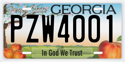GA license plate PZW4001
