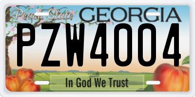 GA license plate PZW4004