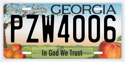 GA license plate PZW4006