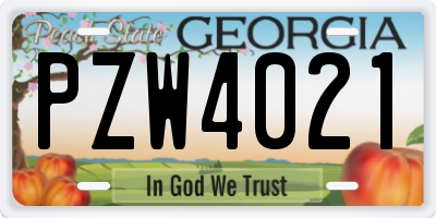 GA license plate PZW4021