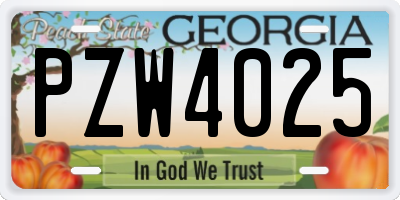 GA license plate PZW4025