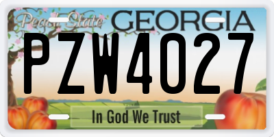 GA license plate PZW4027