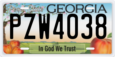 GA license plate PZW4038
