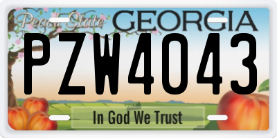 GA license plate PZW4043