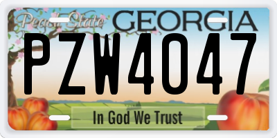 GA license plate PZW4047