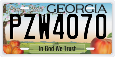 GA license plate PZW4070