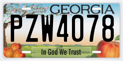 GA license plate PZW4078