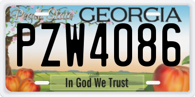 GA license plate PZW4086