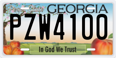 GA license plate PZW4100