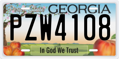GA license plate PZW4108