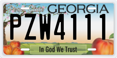 GA license plate PZW4111