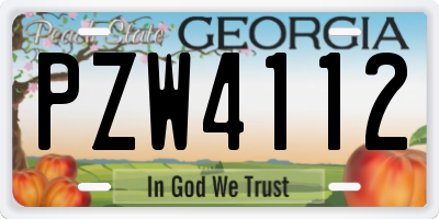 GA license plate PZW4112