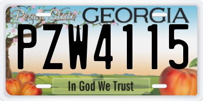 GA license plate PZW4115