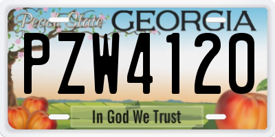 GA license plate PZW4120