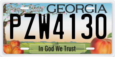 GA license plate PZW4130