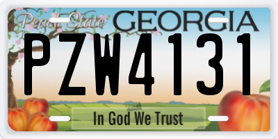 GA license plate PZW4131