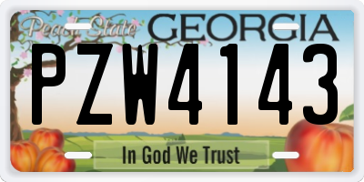 GA license plate PZW4143