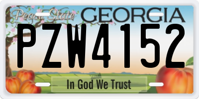 GA license plate PZW4152