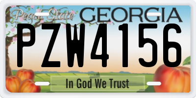 GA license plate PZW4156