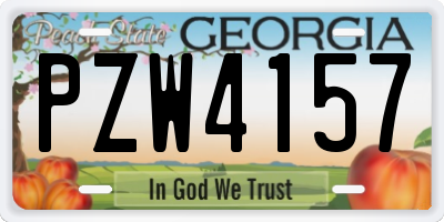 GA license plate PZW4157