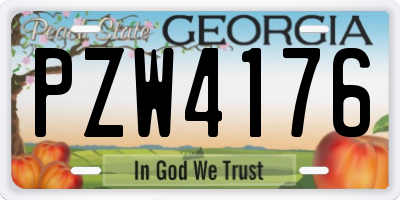 GA license plate PZW4176