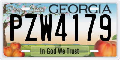 GA license plate PZW4179