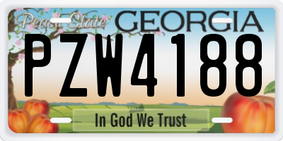 GA license plate PZW4188