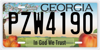GA license plate PZW4190