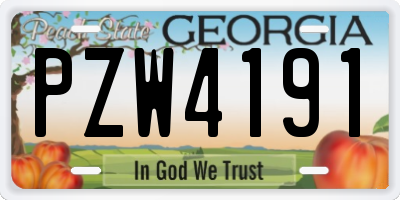 GA license plate PZW4191