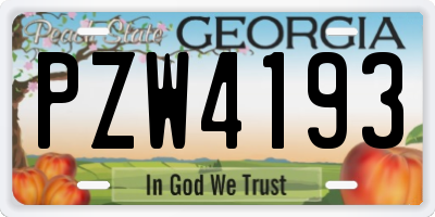 GA license plate PZW4193