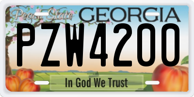 GA license plate PZW4200