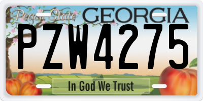 GA license plate PZW4275