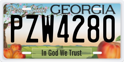 GA license plate PZW4280