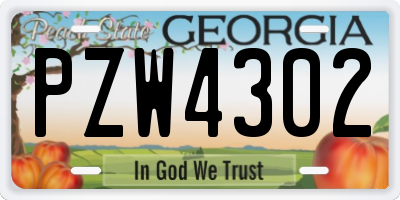 GA license plate PZW4302