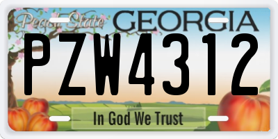 GA license plate PZW4312