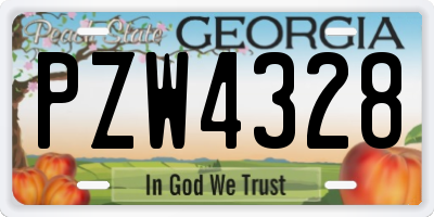 GA license plate PZW4328