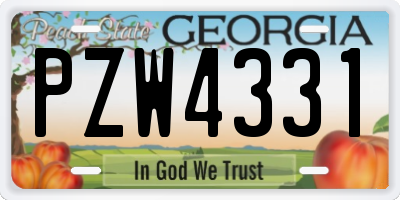 GA license plate PZW4331