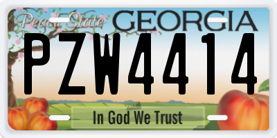 GA license plate PZW4414
