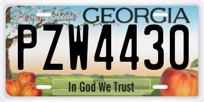 GA license plate PZW4430