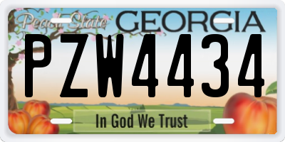 GA license plate PZW4434