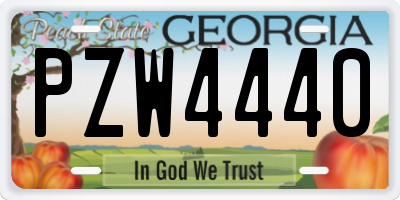 GA license plate PZW4440