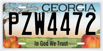 GA license plate PZW4472